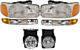 6-Piece Kit Driver and Passenger Side Halogen Headlight, With bulb(s), OE Replacement, Includes (2) Headlight, (2) Parking Light and (2) Fog Light