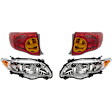 4-Piece Kit Driver and Passenger Side Halogen Headlight, With bulb(s), OE Replacement, Includes (2) Headlight and (2) Tail Light
