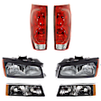 6-Piece Kit Driver and Passenger Side Halogen Tail Light, With bulb(s), Includes (2) Headlight, (2) Tail Light, and (2) Turn Signal Light
