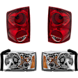 4-Piece Kit Driver and Passenger Side Halogen Headlight, With bulb(s), OE Replacement, Includes (2) Headlight and (2) Tail Light