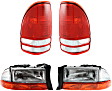 2002 Dodge Dakota - 4-Piece Kit Driver and Passenger Side Halogen Headlight, With bulb(s), OE Replacement,  Includes (2) Headlight and (2) Tail Light