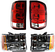 2008 GMC Sierra 1500 - 4-Piece Kit Driver and Passenger Side Halogen Headlight, With bulb(s), OE Replacement,  Includes (2) Headlight and (2) Tail Light