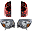4-Piece Kit Driver and Passenger Side Halogen Headlight, With bulb(s), Type 1, OE Replacement, Includes (2) Headlight and (2) Tail Light