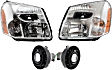 2005 Chevrolet Equinox - 4-Piece Kit Driver and Passenger Side Halogen Headlight, With bulb(s), OE Replacement,  Includes (2) Fog Light and (2) Headlight