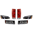 6-Piece Kit Driver and Passenger Side Halogen Headlight, With bulb(s), OE Replacement, Includes (2) Headlight, (2) Turn Signal Light and (2) Tail Light