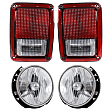 4-Piece Kit Driver and Passenger Side Halogen Tail Light, With bulb(s), Includes (2) Headlight and (2) Tail Light