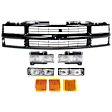 1997 Chevrolet C3500 - 9-Piece Kit Grille, Painted Black, For Models With Composite Headlamps,  Includes (1) Grille Assembly, (2) Headlight, (1) Reflector, (2) Side Marker, and (2) Turn Signal Light