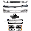 2004 Chevrolet Silverado 1500 Base - 12-Piece Kit Front Bumper, Chrome,  Includes (1) Bumper, (2) Bumper Bracket, (1) Bumper Cover, (1) Grille Assembly, (2) Headlight, (2) Turn Signal Light, and (1) Valance