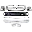 8-Piece Kit Grille Chrome Shell with Textured Black Insert, Includes (1) Bumper, (2) Bumper End, (2) Fog Light, (1) Grille Assembly, (1) Hood Molding, and (1) Valance