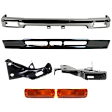 6-Piece Kit Front Bumper, Chrome, 2WD, Includes (1) Bumper, (2) Bumper Bracket, (2) Turn Signal Light, and (1) Valance