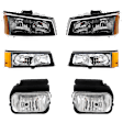 6-Piece Kit Driver and Passenger Side Halogen Headlight, Old Body Style, Includes (2) Fog Light, (2) Headlight, and (2) Turn Signal Light