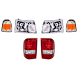 6-Piece Kit Driver and Passenger Side Halogen Headlight, Includes (2) Corner Light, (2) Headlight, and (2) Tail Light