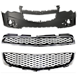 3-Piece Kit Bumper Grille, Chrome Shell w/ Black Insert, Includes (1) Bumper Cover, (1) Bumper Grille, and (1) Grille Assembly
