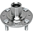 2-Wheel Set Front, Driver and Passenger Side Wheel Hub, 4 Lugs, Without Bearing, includes (2) Wheel Bearing and (2) Wheel Hub