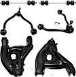 6-Piece Kit Front, Driver and Passenger Side, Upper and Lower Control Arm Kit, Includes (4) Control Arm and (2) Sway Bar Link