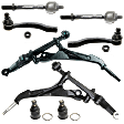 8-Piece Kit Front, Driver and Passenger Side, Lower Control Arm Kit, Includes (4) Ball Joint, (2) Control Arm, and (4) Tie Rod End