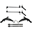 8-Piece Kit Front, Driver and Passenger Side Control Arm Kit, Includes (2) Control Arm, (2) Sway Bar Link, and (4) Tie Rod End