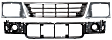 2000 Ford E-250 Econoline XL - 4-Piece Kit Grille, Painted Silver, For Models With Sealed Beam Headlights,  Includes (1) Grille, (1) Header Panel, and (2) Headlight Door