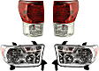 2010 Toyota Tundra - 4-Piece Kit Driver and Passenger Side Halogen Headlight, With bulb(s), OE Replacement,  Includes (2) Headlight and (2) Tail Light
