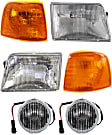 1993 Ford Ranger - 6-Piece Kit Front, Driver and Passenger Side Halogen Fog Light, With bulb(s), Includes (2) Fog Light, (2) Headlight and (2) Corner Light