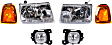 2004 Ford Ranger - 6-Piece Kit Driver and Passenger Side Halogen Headlight, With bulb(s), OE Replacement,  Includes (2) Corner Light, (2) Fog Light, and (2) Headlight