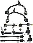 10-Piece Kit Front, Driver and Passenger Side, Upper Control Arm Kit, Includes (2) Ball Joint, (2) Control Arm, (2) Sway Bar Link, and (4) Tie Rod End