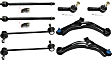 8-Piece Kit Front, Driver and Passenger Side, Lower Control Arm Kit, Includes (2) Control Arm, (2) Sway Bar Link, and (4) Tie Rod End
