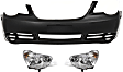 3-Piece Kit Driver and Passenger Side Halogen Headlight, With bulb(s), OE Replacement, Includes (1) Bumper Cover and (2) Headlight