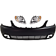 3-Piece Kit, Front Primed Bumper Cover, Includes (1) Bumper Cover and (2) Headlight