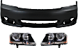 3-Piece Kit, Front Primed Bumper Cover, Includes (1) Bumper Cover and (2) Headlight