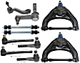 10-Piece Kit Front, Driver and Passenger Side, Upper Control Arm Kit, Includes (2) Control Arm, (1) Idler Arm, (1) Pitman Arm, (2) Sway Bar Link, and (4) Tie Rod End