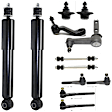12-Piece Kit Front, Driver and Passenger Side Suspension Kit, Includes (2) Ball Joint, (1) Idler Arm, (1) Pitman Arm, (2) Shock, (2) Sway Bar Link, and (4) Tie Rod End