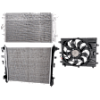 3-Piece Kit A/C Condenser, Includes (1) A/C Condenser, (1) Cooling Fan Assembly and (1) Radiator