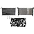 3-Piece Kit A/C Condenser, Includes (1) A/C Condenser, (1) Cooling Fan Assembly and (1) Radiator