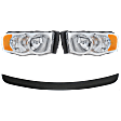 4-Piece Kit Halogen Headlights, With bulb(s), Includes (2) Bumper Trim and (2) Headlight