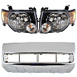 4-Piece Kit Halogen Headlights, With bulb(s), Includes (2) Bumper Trim and (2) Headlight