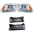 3-Piece Kit Driver and Passenger Side Halogen Headlight, With bulb(s), OE Replacement, Includes (1) Bumper Trim and (2) Headlight