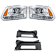 3-Piece Kit Driver and Passenger Side Halogen Headlight, With bulb(s), OE Replacement, Includes (1) Bumper Trim and (2) Headlight