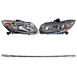 3-Piece Kit, Driver and Passenger Side Halogen Headlight, With bulb(s), OE Replacement, CAPA Certified, Includes (1) Bumper Trim and (2) Headlight