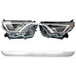 2016 Toyota RAV4 - 4-Piece Kit Driver and Passenger Side Halogen Headlight, Without bulb(s), Japan Built Vehicle, OE Comparable Finish, Sport Utility, Includes (2) Bumper Trim and (2) Headlight