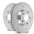 KIT-090221-117 2-Wheel Set Front Brake Disc and Pad Kit, Cross-drilled and Slotted 5 Lugs Ceramic SureStop Performance Replacement, Includes (1) Brake Disc and (1) Brake Pad Set