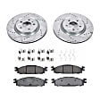 2017 Ford Explorer - 2-Wheel Set Front Brake Disc and Pad Kit, Silver zinc-plated, Cross-drilled and Slotted, 5 Lugs, 325.12 mm, Ceramic, Standard Duty Brakes, 325mm Front Rotor, Solid Rear Rotor, 2.3L 4Cyl, Includes (1) Brake Disc and (1) Brake Pad Set
