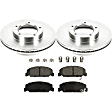 KIT-090221-259 2-Wheel Set Front Brake Disc and Pad Kit, Plain Surface 5 Lugs Ceramic RWD Autospecialty By Powerstop, Includes (2) Brake Disc and (1) Brake Pad Set