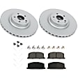 KIT-090221-260 2-Wheel Set Front Brake Disc and Pad Kit, Plain Surface 4 Lugs Ceramic Evolution Geomet Coated High Carbon, Includes (2) Brake Disc and (1) Brake Pad Set