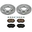 KIT-090221-279 2-Wheel Set Front Brake Disc and Pad Kit, Plain Surface 5 Lugs Organic Autospecialty By Powerstop, Includes (2) Brake Disc and (1) Brake Pad Set