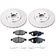 KIT-090221-325 2-Wheel Set Front Brake Disc and Pad Kit, Plain Surface 5 Lugs Ceramic Evolution Geomet Coated High Carbon, Includes (2) Brake Disc and (1) Brake Pad Set