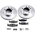 KIT-090221-348 2-Wheel Set Front Brake Disc and Pad Kit, Plain Surface 5 Lugs Semi-metallic Brake Disc Evolution Geomet Coated High Carbon; Brake Pad Set Pro-Line Series, Includes (2) Disc and (1) Pad Set