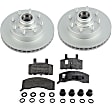 1994 Chevrolet C3500 - 4-Piece Kit Front Brake Disc and Pad Kit, Plain Surface, 8 Lugs, 317.5 mm, Semi-metallic, 7.4L 8Cyl, Brake Disc Evolution Geomet Coated High Carbon; Brake Pad Set Pro-Line Series  Includes (2) Brake Disc and (1) Brake Pad Set