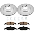KIT-090221-38 2-Wheel Set Front Brake Disc and Pad Kit, Plain Surface 5 Lugs Ceramic SureStop OE Replacement, Includes (2) Disc and (1) Pad Set