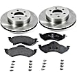 KIT-090221-397 2-Wheel Set Front Brake Disc and Pad Kit, Plain Surface 6 Lugs Semi-metallic Brake Disc Autospecialty By Powerstop; Brake Pad Set Pro-Line Series, Includes (2) Brake Disc and (1) Brake Pad Set